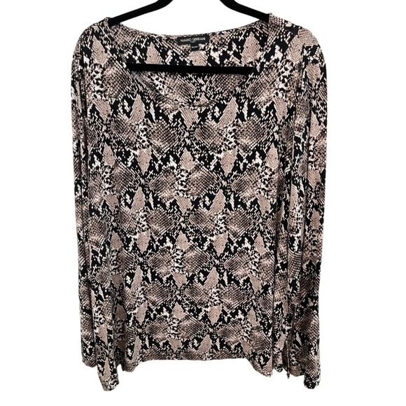 Mario Serrani Long Sleeve Round Neck Snakeskin Stretch Knit Top Size XXL - Picture 1 of 4